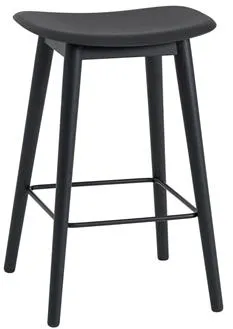 Muuto Fiber Barstol med träunderrede Svart/Svart H66 cm