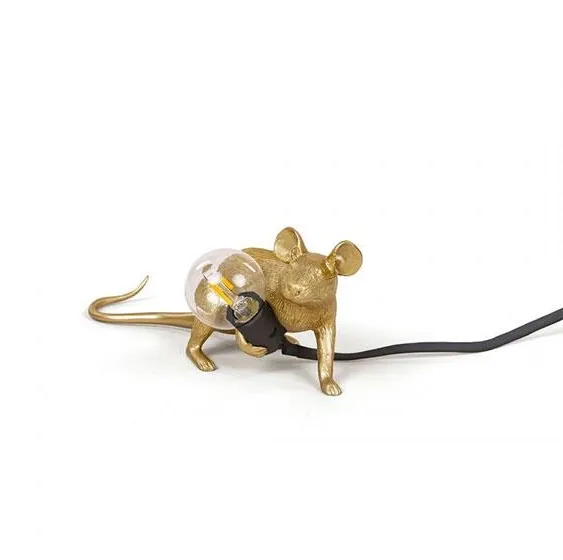 Seletti Mouse Lop Lying Down Bordslampa Guld