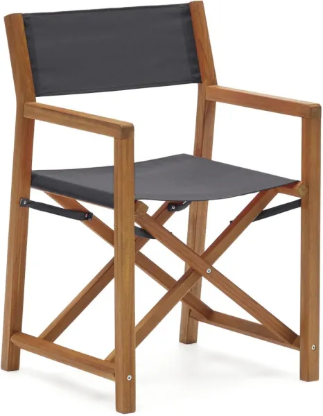 Thianna, Utomhus hopfällbar stol, svart/natur, massiv trä