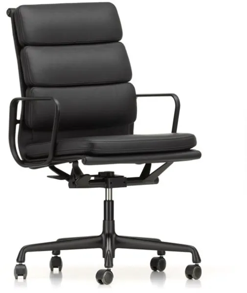 Vitra Soft Pad EA 219 Kontorsstol med Swivel-funktion och Hög Ryggstöd Nero