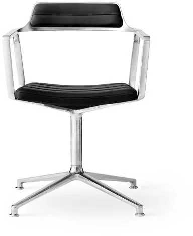 Vipp 452 Snurrstol med golvskydd Aluminium/Svart läder