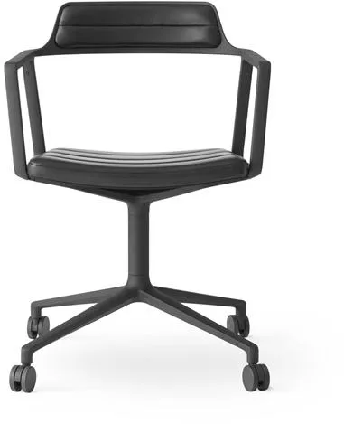 Vipp 452 Snurrstol med hjul Svart läder