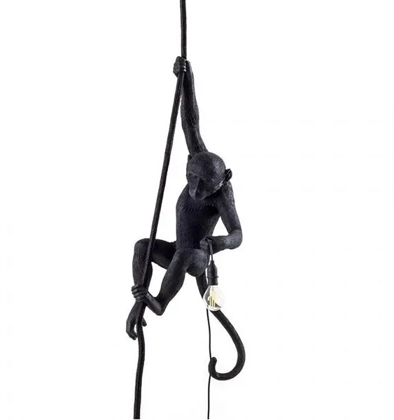 Seletti Monkey With Rope Ceiling Lamp Black Outdoor