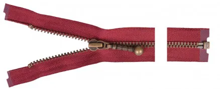YKK Delbar dragkedja Antik mässing 25cm 4mm Bordeaux