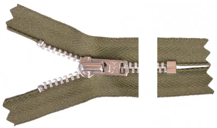 YKK dragkedja aluminium 12cm 4mm armégrön