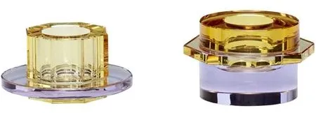 Hübsch Kiosk Ljusstakar Bärnsten/Lila Set om 2