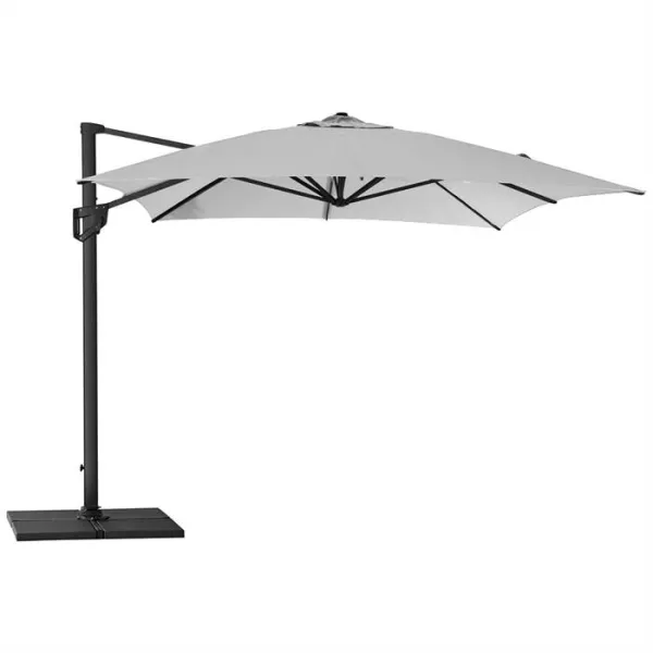 Cane-Line Hyde Luxe parasoll inkl. bas - 3x4 m - Aluminium med ljusgrå duk
