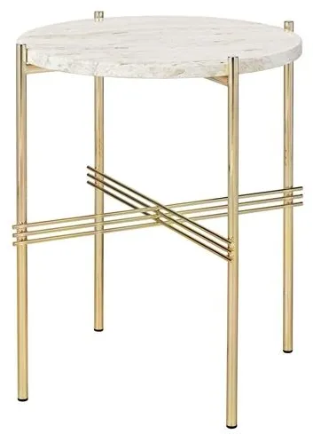 GUBI TS Sidobord Rund Ø40 Mässing/Vit Travertin