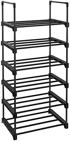 SONGMICS skohylla, med 6 hyllor - svart järn