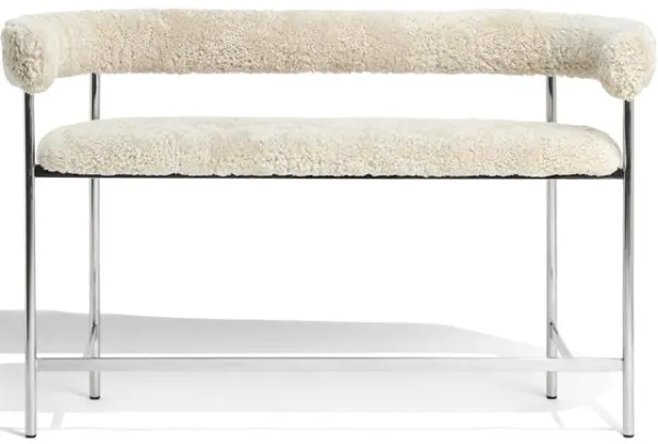 Møbel Copenhagen Font Bar Soffa 75 cm Fårskinn Oyster/Polerad stålkonstruktion
